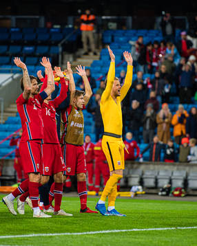Stefan Strandberg and Goalkeeper Ørjan Håskjold Nyland of