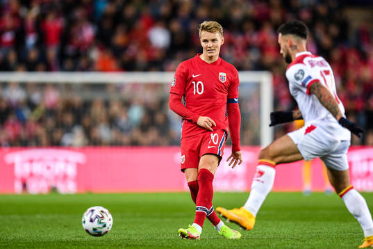 Martin Ødegaard of Norway and Sead Haksabanovic of