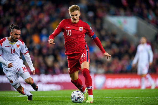Marko Jankovic of Montenegro and Martin Ødegaard of Norway