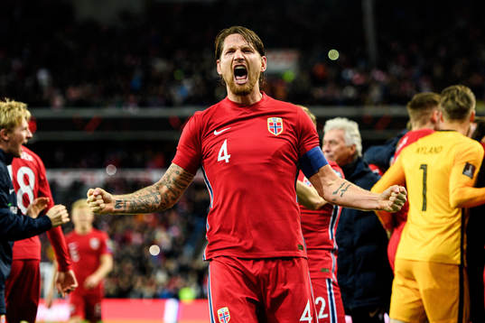 Stefan Strandberg of Norway celebrates the 2-0 goal