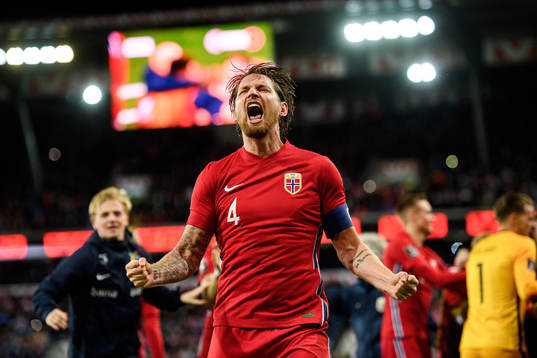 Stefan Strandberg of Norway celebrates the 2-0 goal