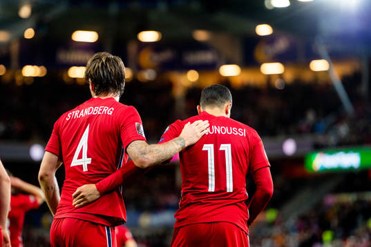 Stefan Strandberg and Mohamed Elyounoussi celebrate