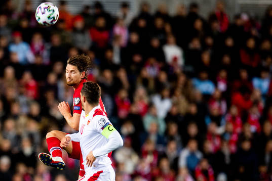 Stefan Strandberg of Norway and Stevan Jovetic of Montenegro