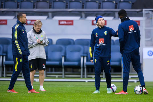 Robin Quaison, Emil Forsberg and Alexander Isak of the