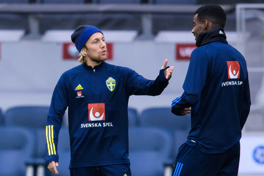 Emil Forsberg and Alexander Isak of the Swedish national