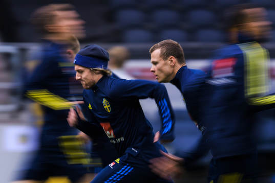 Emil Forsberg and Viktor Claesson of the Swedish national