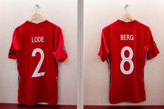 The kits of Marius Lode and Patrick Berg of Norway in the