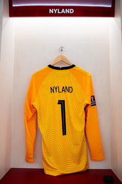 The kit of goalkeeper Ørjan Håskjold Nyland of Norway in