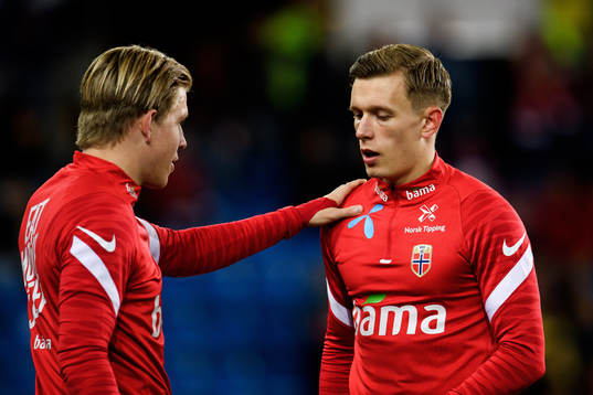Jens Petter Hauge and Marcus Holmgren Pedersen of Norway