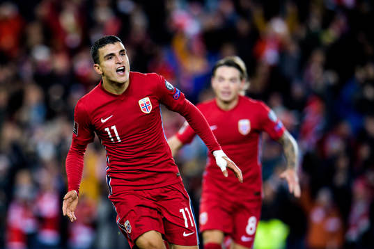 Mohamed Elyounoussi of Norway celebrates the 2-0 goal