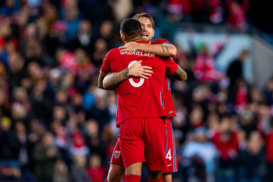 Ruben Gabrielsen and Stefan Strandberg of Norway celebrate