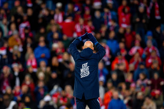 Ståle Solbakken, head coach of Norway, celebrates