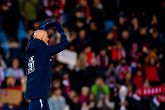 Ståle Solbakken, head coach of Norway, celebrates
