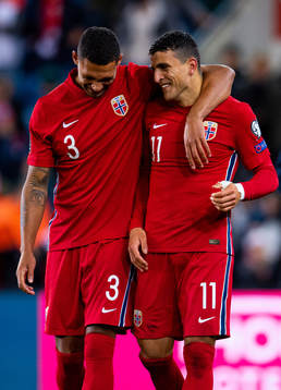 Ruben Gabrielsen and Mohamed Elyounoussi of Norway