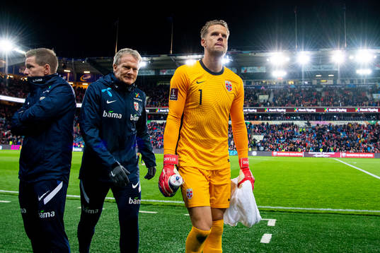 Goalkeeper Ørjan Håskjold Nyland of Norway at half-time