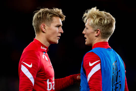 Martin Ødegaard and Birger Meling of Norway