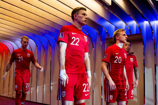 Marcus Holmgren Pedersen of Norway in the players’ tunnel