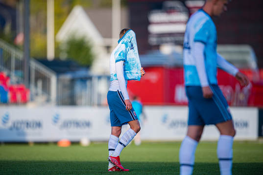 Leo Fuhr Hjelde of Norway looks dejected