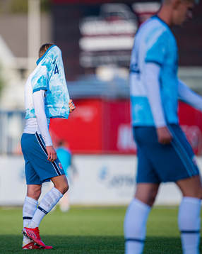 Leo Fuhr Hjelde of Norway looks dejected