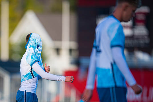Leo Fuhr Hjelde of Norway looks dejected