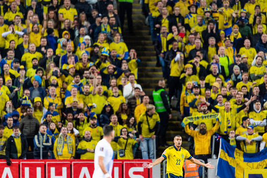 Robin Quaison of Sweden reacts