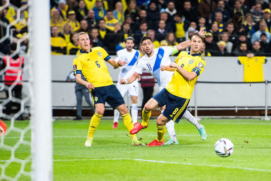 Ludwig Augustinsson and Albin Ekdal of Sweden and Tasos