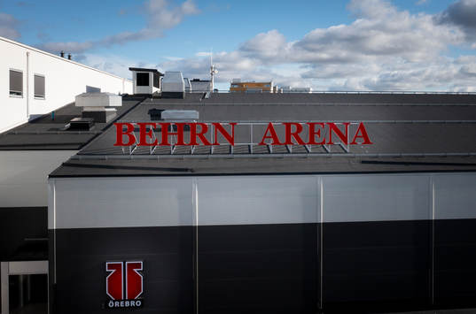 Drönarvy på Behrn Arena