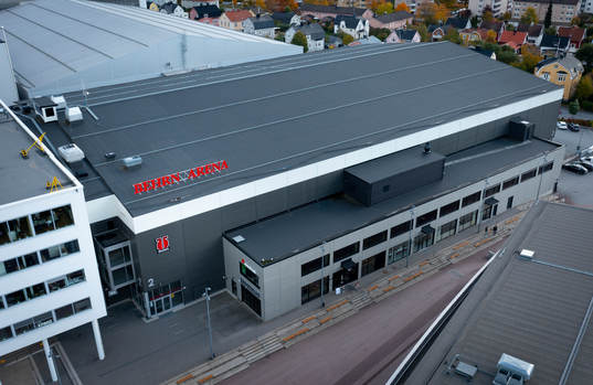 Drönarvy på Behrn Arena