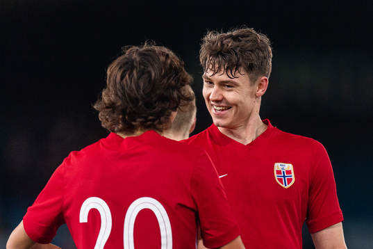 Martin Njøten Palumbo of Norway celebrates with Jørgen