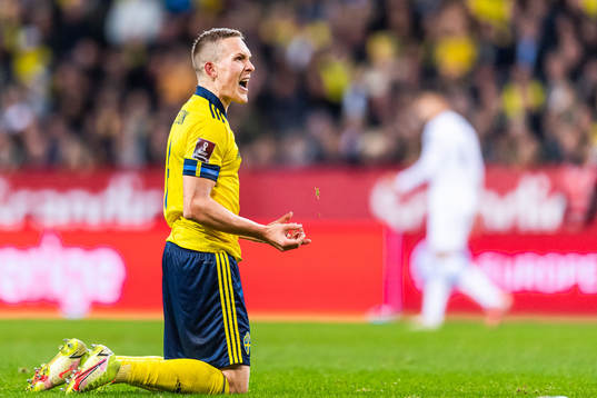 Ludwig Augustinsson of Sweden reacts