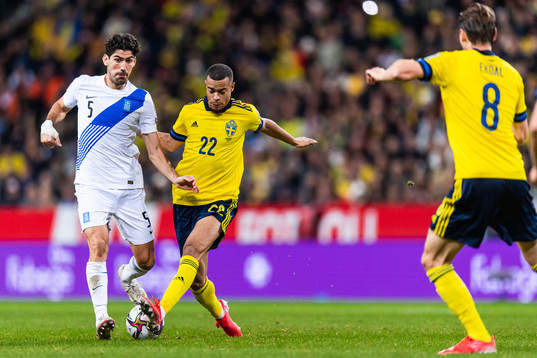 Andreas Bouchalakis of Greece and Robin Quaison of Sweden