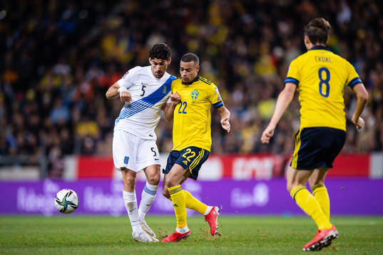 Andreas Bouchalakis of Greece and Robin Quaison of Sweden