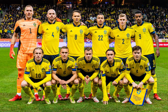 The starting eleven of Sweden pose for a photo