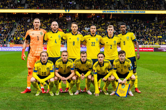 The starting eleven of Sweden pose for a photo