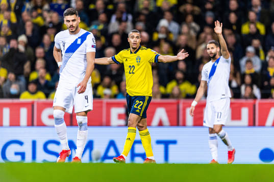 Robin Quaison of Sweden reacts