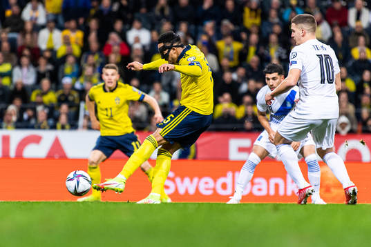 Martin Olsson of Sweden with a shot