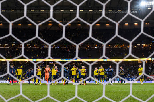 Players of Sweden celebrate