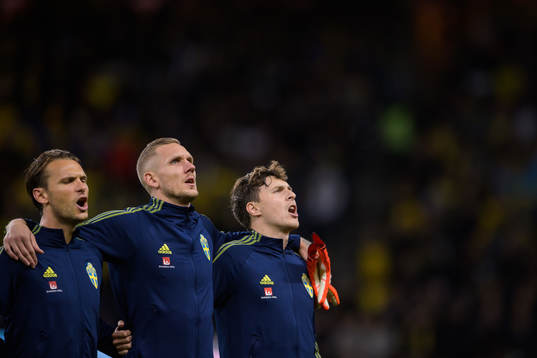Albin Ekdal, Robin Olsen and Victor Nilsson Lindelöf of