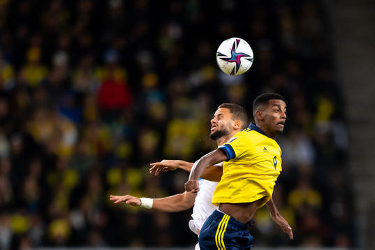 Tasos Bakasetas of Greece and Alexander Isak of Sweden