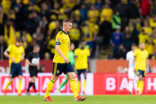 Emil Krafth of Sweden looks dejected