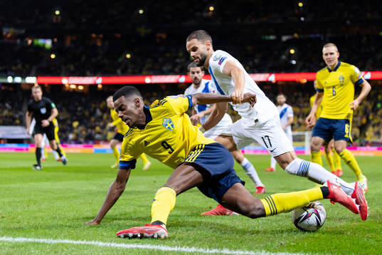 Alexander Isak of Sweden and Pantelis Hatzidiakos of Greece