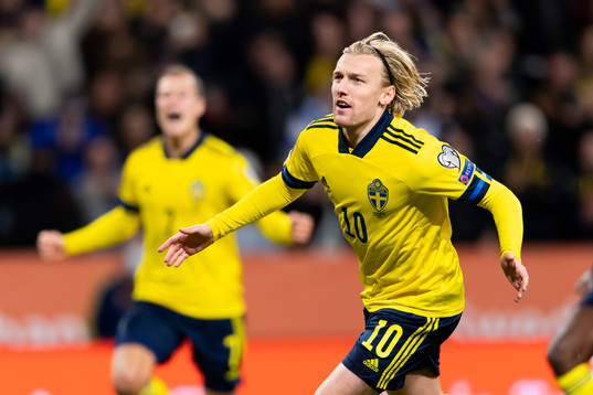 Emil Forsberg of Sweden celebrates