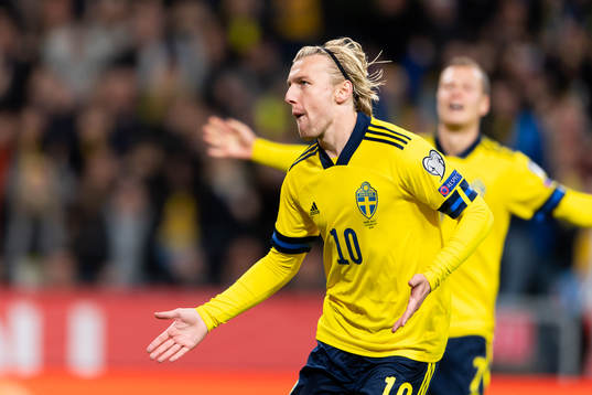 Emil Forsberg of Sweden celebrates