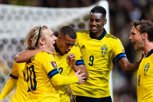 Emil Forsberg of Sweden celebrates