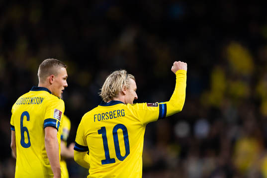 Emil Forsberg of Sweden celebrates