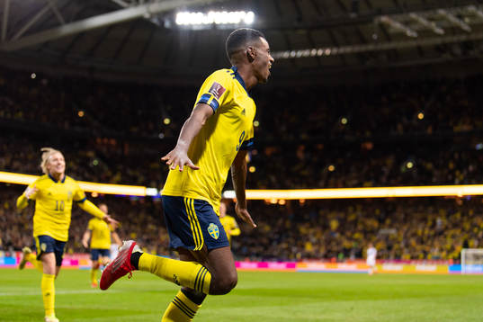Alexander Isak of Sweden celebrates