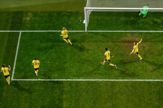Emil Forsberg of Sweden celebrates