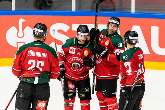 Ryan Lasch, Joel Lundqvist and Michael Spacek of Frölunda