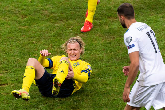 Emil Forsberg of Sweden in pain