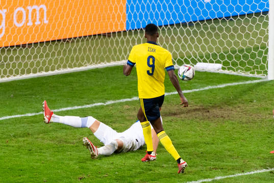 Alexander Isak of Sweden scores 2-0